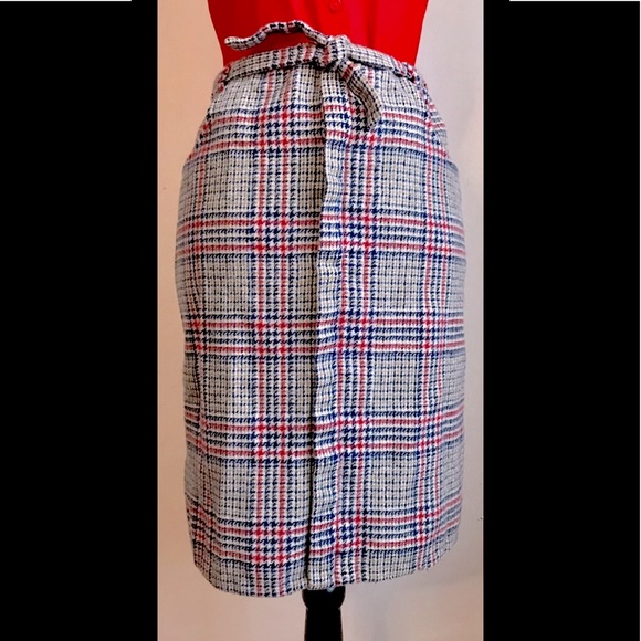 Gordon of Philadelphia Dresses & Skirts - Tan, Blue & Red Plaid Wool Midi Pencil Skirt, Sz. M: Authentic Vintage Peice